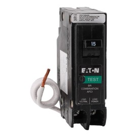 Cutler-Hammer BRN115AF 15 Amp Single Pole Arc Fault Circuit Breaker - 120 Volt, Pigtail Neutral, UL Listed (1)