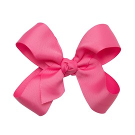 HAIRBOWS Girls' Grosgrain Hair Bow with a Knot Wrap Center on a Hair Clip, All Ages and Hair Types, 5 Inch Bow, Hot Pink