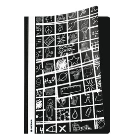 HERMA Project File A4 SCHOOLYDOO Design, with Labeling Strip, Made of wipeable and Sturdy Plastic, Report Folder for School, Black