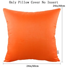 4-Pack Cotton Comfortable Solid Decorative Throw Pillow Case Square Cushion Cover Pillowcase (Cover Only,No Insert) (24x24 inch/ 60x60cm, Orange)