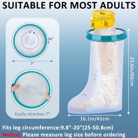 Neerow Shower Protection Foot, Waterproof Shower Protection Leg, Cast Protection, Waterproof Leg for Shower Adults, Reusable Bandage Protection for Broken Leg, Lower Leg (Short Leg Protector XL)