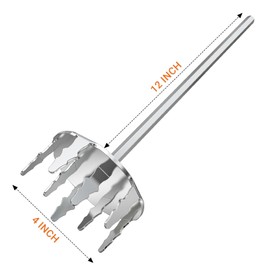 onlyfire 4 Inch Pork Puller, Upgraded Ultra-Sharp Stainless Steel Meat Fork Meat Shredder Used with Standard Hand Drill for Beef, Chicken, Potato Masher and Tamale Meat