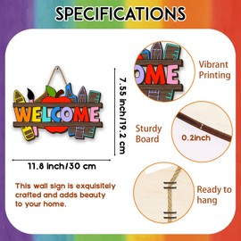 Flaircave Back To School Wooden Wreaths for Front Door First Day of School Welcome Sign Decor Back To Classroom Decorations for Home School Classroom