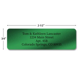 Colorful Images Green Metallic Foil Rolled Return Address Mailing Labels with Dispenser, Customize with Name & Shipping Address, 500 Self Adhesive, Easy Peel Sticker Label Roll, 3/4" x 2 1/2"