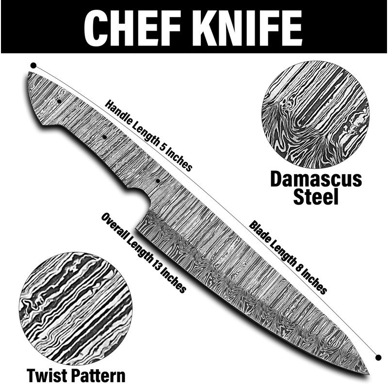 AMJ Crafts AMJ Damascus Steel Chef Blade, Premium Sharp Kitchen
