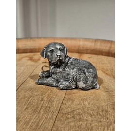 Generisch Labrador Retrivier Dog Figurine, Decoration, Dog Statue in Grey, Lying Dog Statue Decoration
