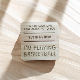 Ashton and Finch Funny Basketball Coaster Laser Engraved Gift Wooden