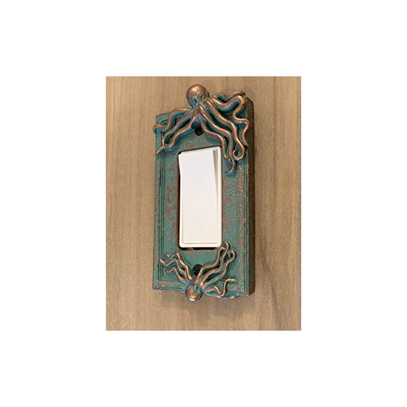 Top Brass Large Octopus/Kraken Electrical Cover Wall Plate Bronze/Verdigris Finish