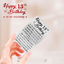 MOQIYXL 13th Birthday Card for Daughter, 13 Year Old Gifts for Daughter Engraved Wallet Card