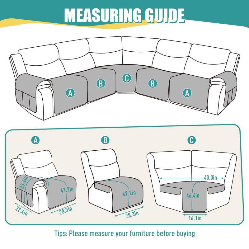 Ruaozz Extra Large Recliner Sectional Couch Covers Waterproof Couch Cover