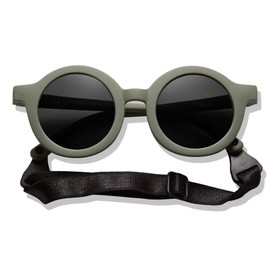 BABYMOCS Round Baby Sunglasses, 0-1.5 Years, 100% UV Protection, Flexible, BPA-Free, Non-Toxic Sunglasses for Babies with Strap, Swedish Design, Children's Sunglasses, Green