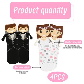 YREYBN Bride Socks, 2 Pairs Black and White Wedding Gifts, Romantic Couple Socks for Bride and Groom, Engagement Gift for Wedding Celebrations