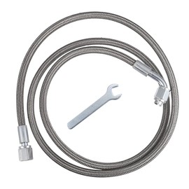VekAuto 4AN Turbo Oil Feed Line 48" Turbo Feed Line Length,Braided AN4 90 Degree Straight Hose Universal for Car Durable Stainless Steel Silver Tone