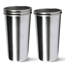 KISEER 5 Pack 20 Ounce Stainless Steel Pint Cups Shatterproof Cup Tumblers Unbreakable Metal Drinking Glasses for Bar, Home, Restaurant