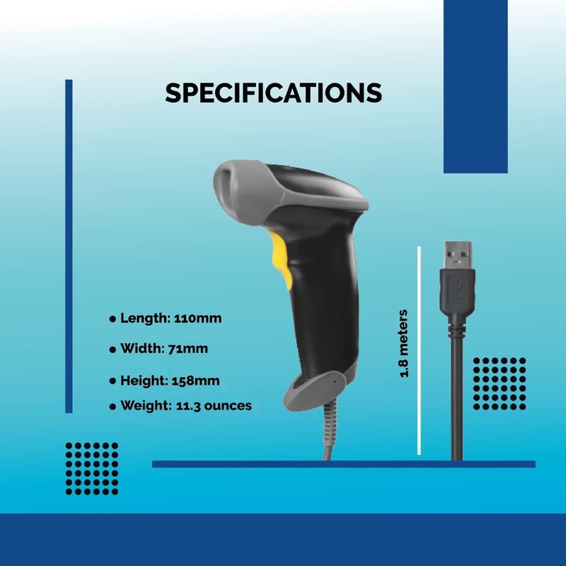 Barcode Scanner 2DQR1D Barcode Reader Wired Barcode Scanner Compatible with