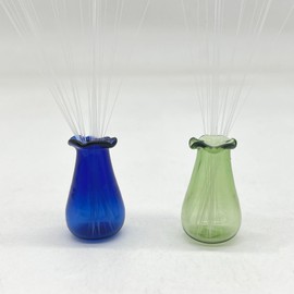 SPANSEE 2 PCS Mini Vase for Cat Whiskers, Miniature Vase, Cat Whisker Vase, Tiny Vase for Decor, Cat Whisker Holder (Blue, Light Green)