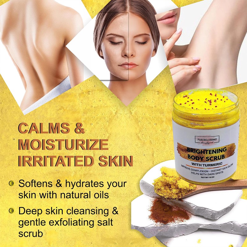 SUGAR BODY SCRUB Brightening Turmeric Exfoliant for Dark Spots
