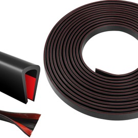 Silicone Edge Trim Self-Adhesive U Channel Silicone Edge Trim Edge Protector for Sheet Metal (Black, Fit 5/16" - L 10')
