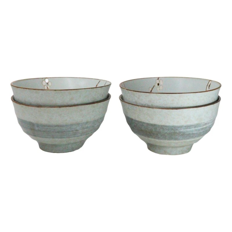 Set Of 4 Japanese Soushun Sakura Cherry Blossoms Porcelain Soup