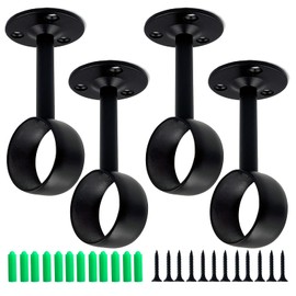 OperSeven 1-1/4 Inch 4 Packs Black Heavy Duty Stainless Steel Closet Rod End Supports Closet Pole Sockets Flange Rod Holder with Screws， Closet Shelf and Rod Brackets (Qualcomm flange)