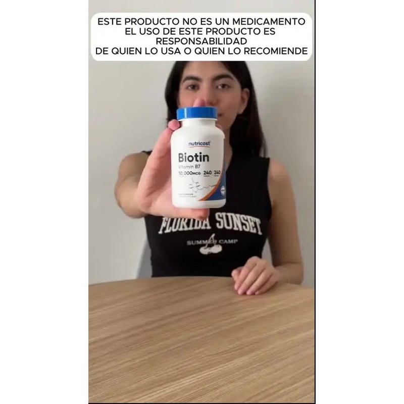 Biotina 10,000 Mcg Biotin Vitamina B7 240 Cápsulas Sabor Sin