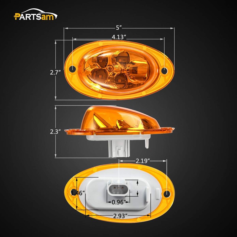 Partsam For Freightliner Cascadia Amber LED Side Marker Turn Signal