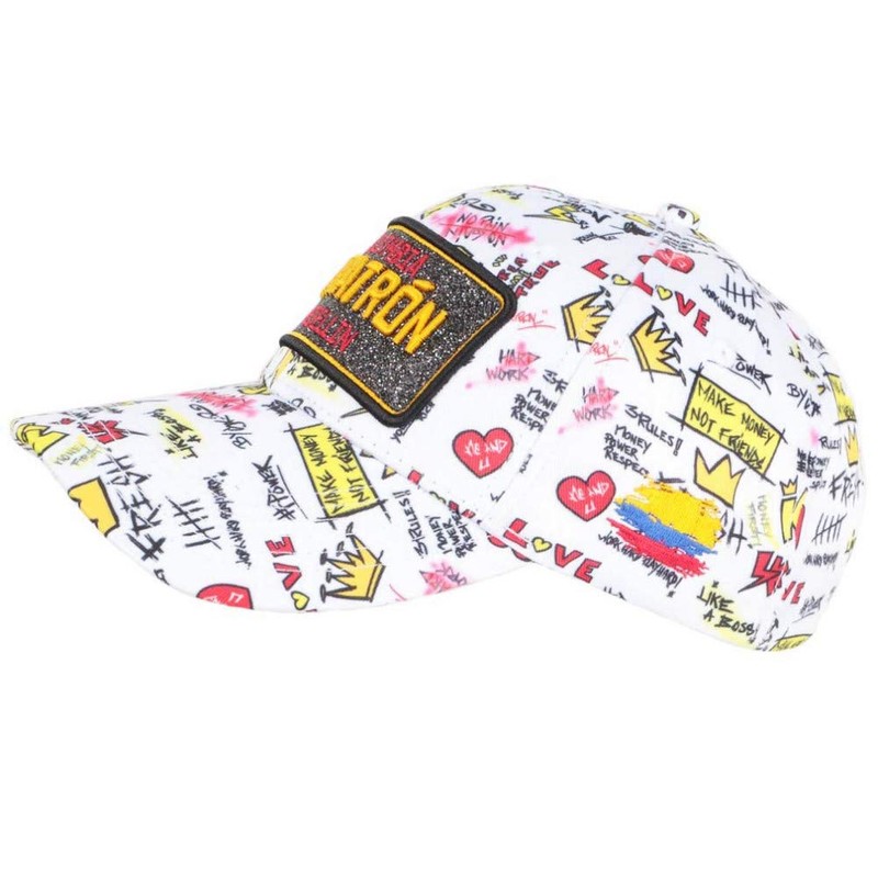 El Patron White and Orange Rhinestone Street Wear Colombia Medellin