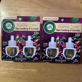 (2)Air Wick Plug in Essential Oils Refills Ripe Cranberry &Currants