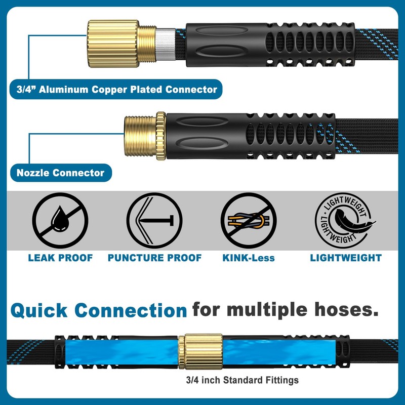 Garden Hose 150ft, Non-Expandable Lightweight & Flexible Water Hose, with