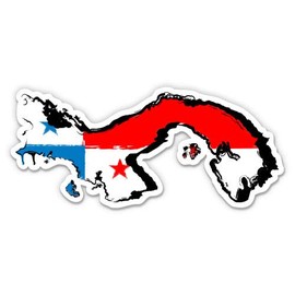Panama Country Shape Flag - 3" Vinyl Sticker - for Car Laptop Water Bottle Phone - Waterproof Decal