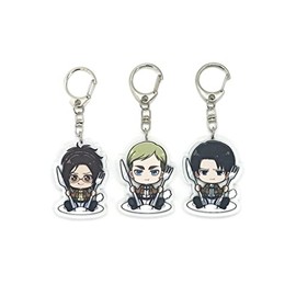 EBTY DREAMS Inc. - Set of 3 AoT Attack Titan Shingeki no Kyojin Acrylic Keychain Levi Ackerman, Erwin Smith, Hange Zoe v2