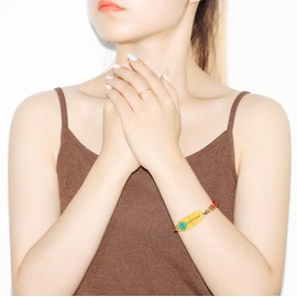 Tobestu Blood Thinner Bracelet for Women Men - Gold Plated Stainless Steel Design with Red Enamel Paperclip Chain Medical Alert Bracelets (Blood) YA5207