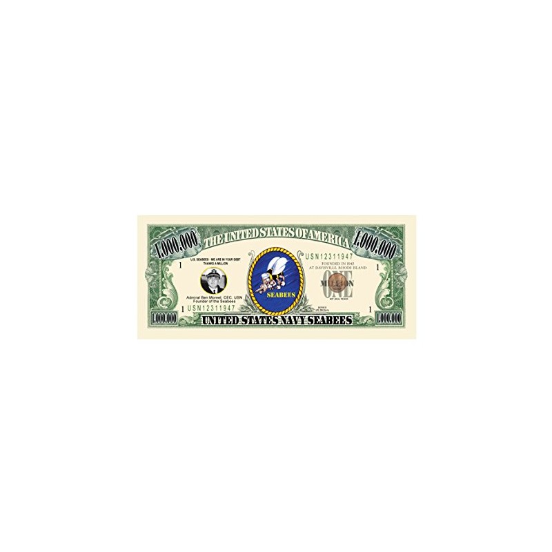 American Art Classics Seabee Million Dollar Bill in Currency Holder