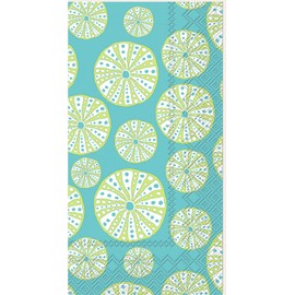 Turquoise Urchin Guest Towels - 32 Count | 2 Packs 16CT 3-Ply Sea Urchin Napkins | Coast Decor for Buffet, Kitchen, or Bathroom
