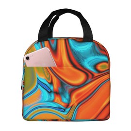 Southwest Hipster Turquoise Orange Swirls Reusable Insulated Lunch Bag For Women Men Waterproof Tote Lunch Box Thermal Cooler Lunch Tote Bag For Work Office Travel Picnic