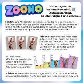 Playever Wherever Zoono - Funny Math Card Game for Children from 3 Years | Educational Game with Numbers & Animals | Board Game for 2-4 Players | Promotes Attention & Counting Ability