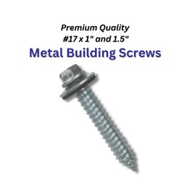 EAGLE 1 Metal Roofing Screws: #17 Metal Building Screws (250-Count),Oversized Diameter, Sharp Tip, EPDM Washer/Includes 5/16" Magnetic Hex Bit Driver (1", 250)
