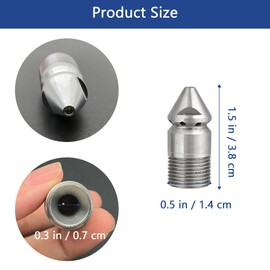 XCSJ Pipe Cleaning Nozzle, Sewer Jetter Nozzle for Drilling Sewer Pipes, Cleaning Nozzle for Pressure Washer Nozzle, 3/8BSP Male Thread, 1 Front, 8 Rear (Silver 2)