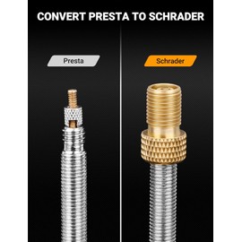Presta Brass Valve Adaptor, Convert Your Bike's Presta Valve Into a Schrader Valve Adapter to Inflate Tyres with a Standard Pump or Air Compressor (Pack of 4)