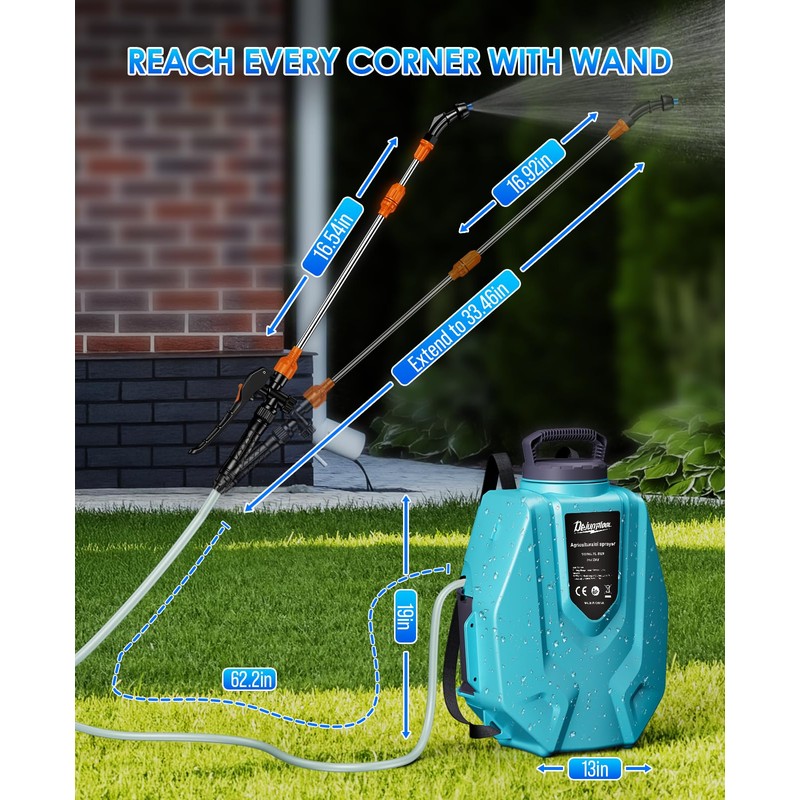 Battery Powered Garden Sprayer 3.2 Gallon, Electric Backpack Sprayer, Weed
