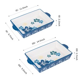 Sagoskat Casserole Dish Baking Dish Ceramic Baking Pan, 9x13 Baking Pan, Nonstick Baking Dishes for oven, Blue and white flower pattern Lassagne Pan, Casserole Dishes with handles, for Kitchen