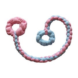 Baba&Nana Braided Fleece Dog Tug Toy, Assorted Colors Dog Rope Toy with Ball, Interactive Tug of War Dog Toy for Large & Medium & Agility Dogs (Pink/Blue-Donut Style)