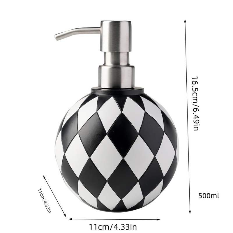 Black and White Soap Dispenser with Rust Proof Pump, Refillable