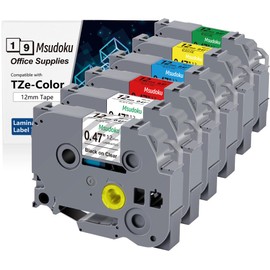 6x Label Tape TZe 12 mm Compatible with Brother P Touch TZ Tape 0.47 Tapes