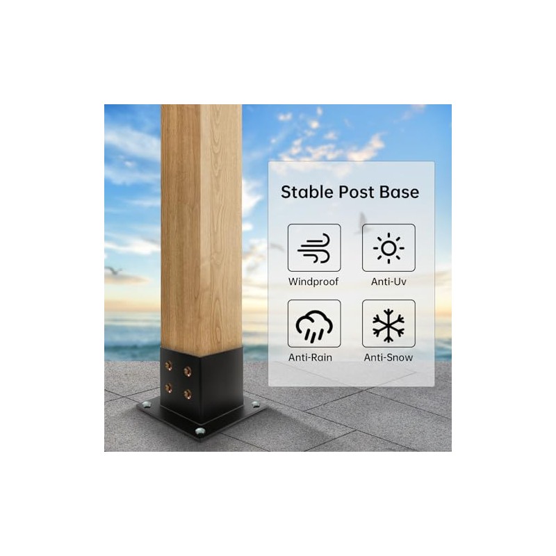 4×4 Post Base 4 Pcs,Deck Post Brackets,Inner Size 3.5"x3.5" Thick