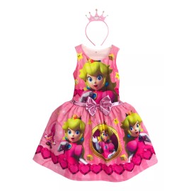 Tienda Tuybb Vestidos Disfraz Bebé Niña Princesa Peach Mario Bross Película Fiesta Cumpleaños Con Diadema