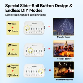 Qxiaozhan White Noise Sound Machine for Sleep with Slider Rail Button for DIY, Rechargeable & Adjustable Volume Sound Machine with 30 Soothing Sounds & Timers for Travel,Insomnia,Adults (Sleek White)