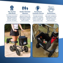 KneeRover Deluxe Knee Scooter Basket Accessory with Large Capacity - Knee Rover Basket Attachment Includes Universal Bracket Mount - Fits Most Knee Scooter Walker Models