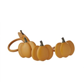 SKL Home Harvest Autumn Pumpkins Napkin Ring Set, Orange, 4 Count