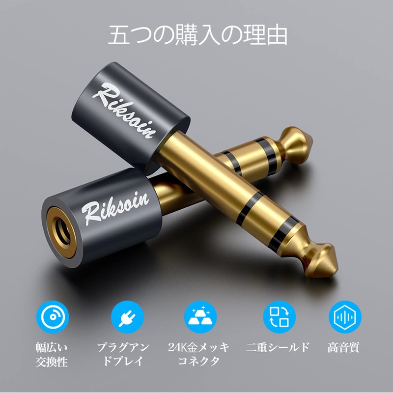 3.5mm to 6.35mm Conversion Plug RIKSOIN (Set of 2) Stereo